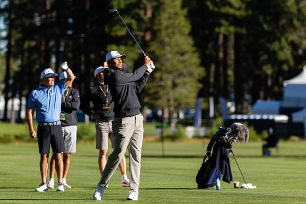 STATELINE, NV - JULY 09: during the preview round of the American Century Championship on July 9, 2026 at Edgewood Tahoe Golf Course in Stateline, NV. (Photo by Matthew Huang Icon Sportswire) GOLF: JUL 09 American Century Championship EDITORIAL USE ONLY Icon260709001