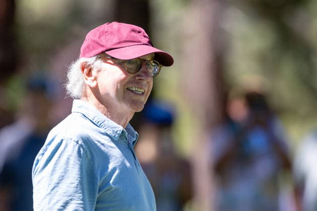 STATELINE, NV - JULY 09: Larry David walks on the seventh hole during the preview round of the American Century Championship on July 9, 2026 at Edgewood Tahoe Golf Course in Stateline, NV. (Photo by Matthew Huang Icon Sportswire) GOLF: JUL 09 American Century Championship EDITORIAL USE ONLY Icon260709057