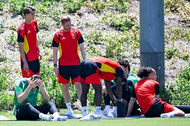 Belgian national football team - FIFA World Cup, WM, Weltmeisterschaft, Fussball 2026 - media activities 09 07 2026 LOS ANGELES, UNITED STATES OF AMERICA - JULY 09 : De Ketelaere Charles midfielder of Belgium, De Bruyne Kevin forward of Belgium pictured during a training session at the LA Galaxy stadium ahead of the FIFA World Cup 2026 quarter final match between Spain and Belgium on July 9, 2026 in Los Angeles, United States of America, 09 07 2026 Los Angeles United States of America  Copyright: xNicoxVereeckenx