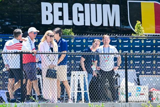 Belgian national football team - FIFA World Cup, WM, Weltmeisterschaft, Fussball 2026 - media activities 09 07 2026 LOS ANGELES, UNITED STATES OF AMERICA - JULY 09 : Pascale Van Damme, President of Belgium Football pictured during a training session at the LA Galaxy stadium ahead of the FIFA World Cup 2026 quarter final match between Spain and Belgium on July 9, 2026 in Los Angeles, United States of America, 09 07 2026 Los Angeles United States of America  Copyright: xNicoxVereeckenx