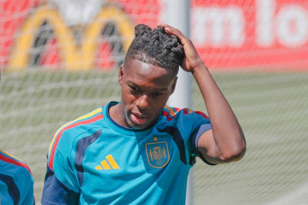 Nico Williams during a training session of the national team, Nationalteam of Spain in Los Angeles, US, 9 July 2026, on the eve of the 2026 World Cup quarter-final match against Belgium. Spanish National Team training session !ACHTUNG: NUR REDAKTIONELLE NUTZUNG!  Copyright: xLavandeiraxJrx GRAF4072 20260709-55020851300_1