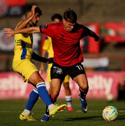 UEFA Europa Conference League First Qualifying Round First Leg, Dalymount Park, Dublin 9 7 2026 Bohemians vs St. Joseph s Bohs™ Dayle Rooney and Juanma of St. Joseph s Dayle Rooney and Juanma 9 7 2026  Copyright: xx RB2_9823