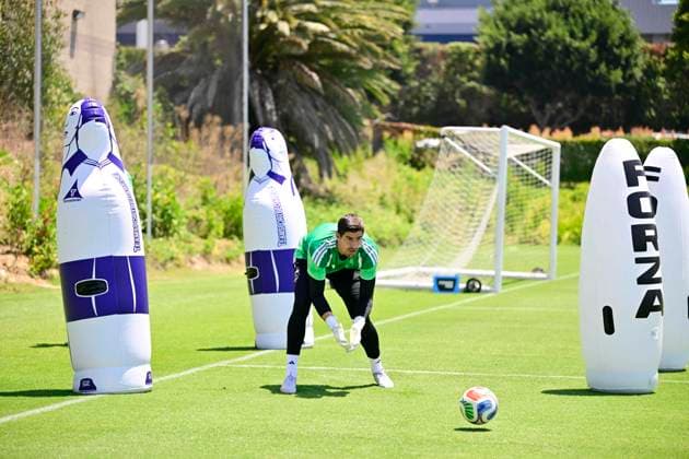 Belgian national football team - FIFA World Cup, WM, Weltmeisterschaft, Fussball 2026 - media activities 09 07 2026 LOS ANGELES, UNITED STATES OF AMERICA - JULY 09 : Courtois Thibaut goalkeeper of Belgium pictured during a training session ahead of the FIFA World Cup 2026 quarter final match between Spain and Belgium on July 9, 2026 in Los Angeles, United States of America, 09 07 2026 Los Angeles United States of America  Copyright: xJanxDexMeuleneirx