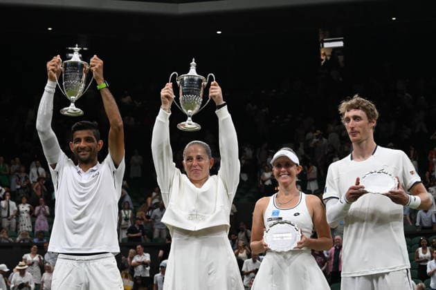 Tennis - Wimbledon 2026 - ITF - The Championships - 09 07 2026 - Tennis - Wimbledon 2026 - ITF - The Championships - 09 07 2026 - double mixte finale Ostapenko Arevalo contre Hunter Marc Polmans - Australie London  Copyright: xChryslenexCaillaud Psnewzx