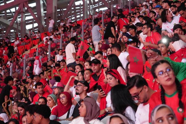 Moroccan supporters watch France v Morocco quarterfinal in Rabat RABAT, MOROCCO - JULY 09: Thousands of Moroccan supporters watch the 2026 FIFA World Cup, WM, Weltmeisterschaft, Fussball quarterfinal match between Morocco and France on a giant screen at Moulay El Hassan Stadium and cheer for their national team, Nationalteam in Rabat, Morocco, on July 9, 2026. Said Echarif Anadolu Rabat Morocco. Editorial use only. Please get in touch for any other usage.  Copyright: x2026xAnadoluxSaidxEcharifx