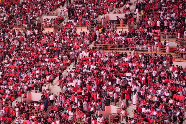Moroccan supporters watch France v Morocco quarterfinal in Rabat RABAT, MOROCCO - JULY 09: Thousands of Moroccan supporters watch the 2026 FIFA World Cup, WM, Weltmeisterschaft, Fussball quarterfinal match between Morocco and France on a giant screen at Moulay El Hassan Stadium and cheer for their national team, Nationalteam in Rabat, Morocco, on July 9, 2026. Said Echarif Anadolu Rabat Morocco. Editorial use only. Please get in touch for any other usage.  Copyright: x2026xAnadoluxSaidxEcharifx
