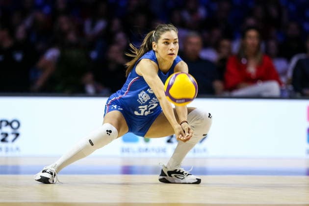 Serbia v France - Women s Volleyball Nations League BELGRADE, SERBIA - JULY 9: Bojana Gocanin (32) of Serbia in action during the 2026 FIVB Volleyball Women s Nations League match between the Serbia and France in Belgrade, Serbia, on July 9, 2026. Filip Stevanovic Anadolu Belgrade Serbia. Editorial use only. Please get in touch for any other usage.  Copyright: x2026xAnadoluxFilipxStevanovicx