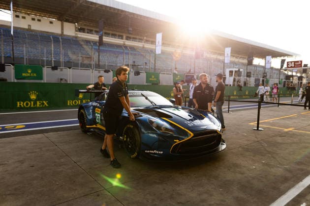 FIA WEC - 6 HOURS OF SAO PAULO 2026 27 DRUDI Mattia (ita), JAMES Ian (usa), ROBICHON Zacharie (can), Heart of Racing Team, Aston Martin Vantage AMR GT3 Evo 27, LM GT3, scrutineering, verifications techniques, during the 6 Hours of Sao Paulo 2026, 4th round of the 2026 FIA World Endurance Championship, from July 10 to 12, 2026 on the Interlagos Circuit in Sao Paulo, Brazil -  Copyright: xJoaoxFilipex