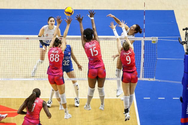 Serbia v France - Women s Volleyball Nations League BELGRADE, SERBIA - JULY 9: Amandha Sylves (15) of France in action during the 2026 FIVB Volleyball Women s Nations League match between the Serbia and France in Belgrade, Serbia, on July 9, 2026. Filip Stevanovic Anadolu Belgrade Serbia. Editorial use only. Please get in touch for any other usage.  Copyright: x2026xAnadoluxFilipxStevanovicx