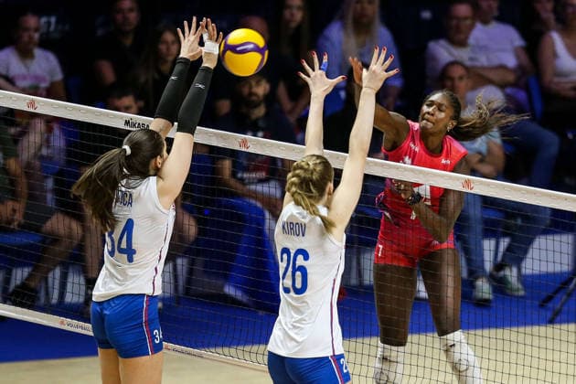 Serbia v France - Women s Volleyball Nations League BELGRADE, SERBIA - JULY 9: Masa Kirov (26) of Serbia in action during the 2026 FIVB Volleyball Women s Nations League match between the Serbia and France in Belgrade, Serbia, on July 9, 2026. Filip Stevanovic Anadolu Belgrade Serbia. Editorial use only. Please get in touch for any other usage.  Copyright: x2026xAnadoluxFilipxStevanovicx