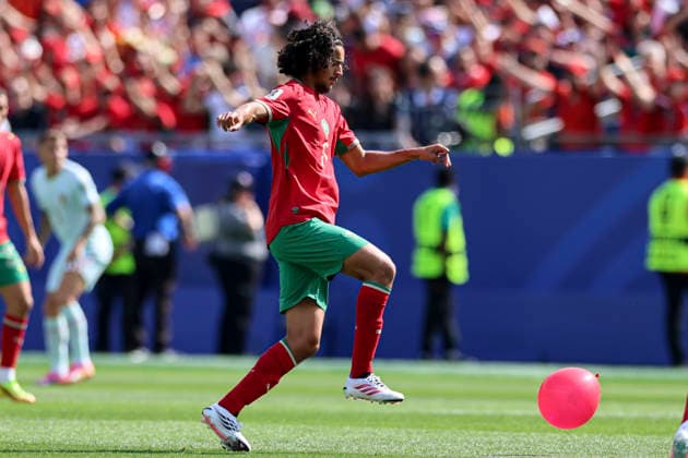 FOOTBALL : France vs Maroc Coupe du Monde de la FIFA 2026. Boston Stadium (Gillette Stadium), Foxborough, Massachusetts, Etats-Unis. 09 07 2026. Ayyoub Bouaddi (Maroc)  Copyright: xx