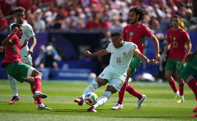 Kylian Mbappe (France) during France and Morocco, Quarter final FIFA World Cup, WM, Weltmeisterschaft, Fussball 2026, Boston Stadium, Boston, USA on July 9, 2026. Thor Wegner DeFodi Images. (Photo by DeFodi Images) - *** Kylian Mbappé of France during the quarterfinal match between France and Morocco at the 2026 FIFA World Cup, Boston Stadium, Boston, USA, on July 9, 2026. Photo by Thor Wegner, DeFodi Images