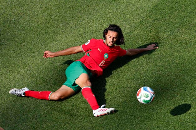 Morocco midfielder Ayyoub Bouaddi attacks the ball during the first half of a Quarter-final FIFA World Cup, WM, Weltmeisterschaft, Fussball match against France at Boston Stadium in Foxborough on Thursday, July 9, 2026.  BOS20260709319 CJxGUNTHER