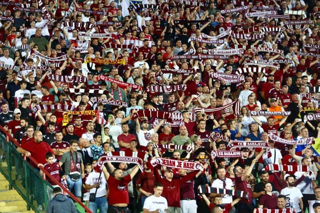 Sarajevo, BiH, 090726. Asim Ferhatovic Hase Stadium. The match of the first qualifying round of the Conference League between FK Sarajevo and Inter Turku. In the photo: fans. Photo: Antonio Balic CROPIX Copyright: xxAntonioxBalicx sarajevo_inter_turku19-090726