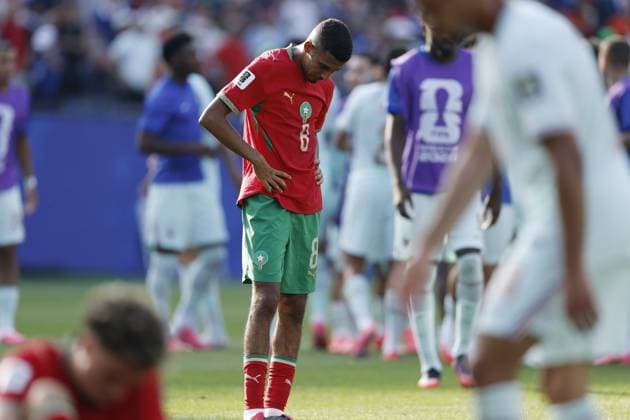 FOXBOROUGH - Azzedine Ounahi of Morocco during the 2026 FIFA World Cup, WM, Weltmeisterschaft, Fussball quarter-final match between France and Morocco at Boston Stadium on July 9, 2026, in Foxborough, Massachusetts, United States. MAURICE VAN STEEN ANP FIFA World Cup 2026 - quarter final 2026 xVIxANPxSportx xMauricexvanxSteenxIVx 563235586 originalFilename: 563235586.jpg