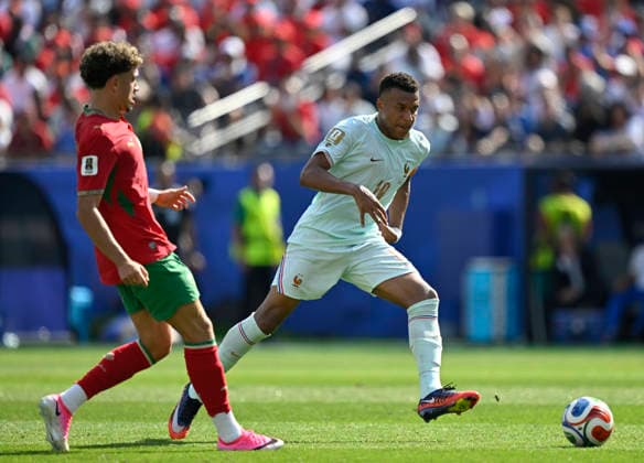 FOXBOROUGH, MASSACHUSETTS - JULY 9: Kylian MbappÃ of France in possession during the FIFA World Cup, WM, Weltmeisterschaft, Fussball 2026 Quarter Final match between France and Morocco at Boston Stadium on July 9, 2026 in Foxborough, Massachusetts.  Copyright: xMBxMediax