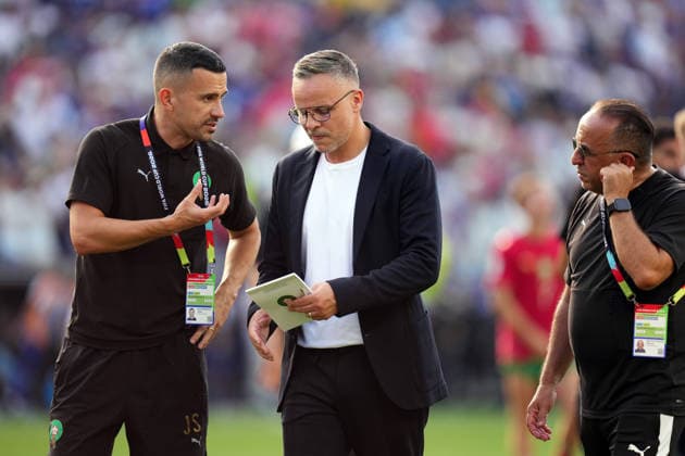 France defeats Morocco to reach FIFA World Cup, WM, Weltmeisterschaft, Fussball 2026 semi-finals FOXBOROUGH, USA - JULY 9: Head coach of Morocco Mohamed Ouahbi is seen after the 2026 FIFA World Cup Quarter Final match between France and Morocco at Boston Stadium (Gillette Stadium) in Foxborough, Massachusetts, United States on July 9, 2026. Jose Hernandez Anadolu Massachusetts United States. Editorial use only. Please get in touch for any other usage.  Copyright: x2026xAnadoluxJosexHernandezx