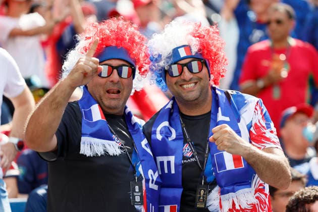 France v Morocco: Quarter Final - FIFA World Cup, WM, Weltmeisterschaft, Fussball 2026 French Fans with Blue, white and Red wigs before the FIFA World Cup 2026 Quarter Final match between France and Morocco at Boston Stadium on July 9, 2026 in Foxborough, United States. Foxborough Boston Stadium MA United States Copyright: xAllstarxPicturexLibraryxLtdx