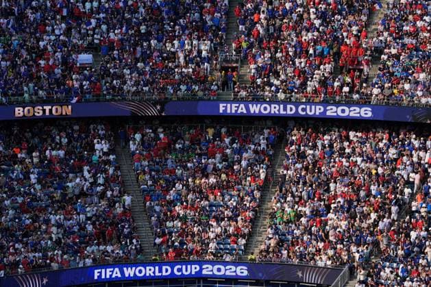 Fans in the stands France v Morocco, 2026 FIFA World Cup, WM, Weltmeisterschaft, Fussball Quarter-final, Football, Boston Stadium, Foxborough, Massachusetts, USA - - 09 Jul 2026Foxborough Boston Stadium Massachusetts (MA) United States of America  Copyright: xIsmaelxAdnan Shutterstockx 16984924bo