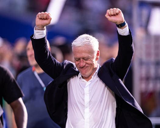 France v Morocco: Quarter Final - FIFA World Cup, WM, Weltmeisterschaft, Fussball 2026 FOXBOROUGH, MA - JULY 9: Head Coach Didier Deschamps of France celebrates after the victory the FIFA World Cup 2026 Quarter Final match between France and Morocco at Boston Stadium on July 9, 2026 in Foxborough, USA. (Photo by Victor Monteiro PxImages) Foxborough Boston Stadium MA USA Copyright: xVictorxMonteirox