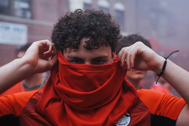 Morocco community celebrates despite defeat against France A Morocco soccer fan celebrates their team after the team™s defeat against France, in New York, New York, USA, 09 July 2026. New York New York UNITED STATES  Copyright: xOLGAxFEDOROVAx
