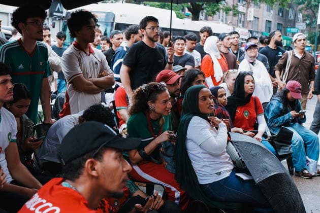 Morocco community celebrates despite defeat against France Morocco soccer fans gather in Astoria, Queens, to watch the team play against France, in New York, New York, USA, 09 July 2026. New York New York UNITED STATES  Copyright: xOLGAxFEDOROVAx