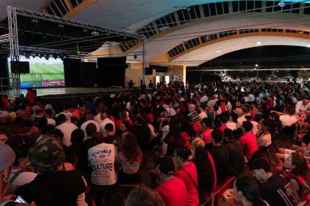 Moroccan fans in Bologna for France vs Morocco BOLOGNA, ITALY JULY 9, 2026: Moroccan football fans gather in Piazza Lucio Dalla in Bologna to watch the FIFA World Cup, WM, Weltmeisterschaft, Fussball quarter-final between Morocco and France on a giant screen. Several hundred supporters cheered on the Atlas Lions as Morocco was defeated 2 0 by France, ending its World Cup campaign. Bologna Italy Copyright: x xLeonardoxGaravagliax xJNAxPressx