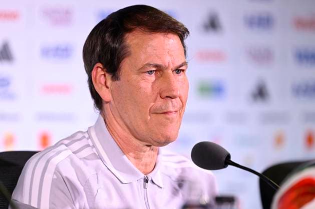 Belgian national football team - FIFA World Cup, WM, Weltmeisterschaft, Fussball 2026 - media activities 09 07 2026 LOS ANGELES, UNITED STATES OF AMERICA - JULY 09 : Garcia Rudi head coach of Belgium talking to the press during a press conference, PK, Pressekonferenz during the FIFA World Cup 2026 on July 9, 2026 in Los Angeles, United States of America, 09 07 2026 Los Angeles United States of America  Copyright: xNicoxVereeckenx