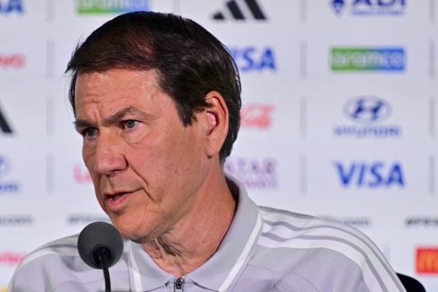 Belgium s head coach Rudi Garcia pictured during a press conference, PK, Pressekonferenz of Belgian national soccer team Red Devils, on Thursday 09 July 2026 at SoFi Stadium, Inglewood, Los Angeles County, California, USA. The Rode Duivels - Diables Rouges qualified for the knockout stage of the 2026 FIFA World Cup, WM, Weltmeisterschaft, Fussball where they ll meet Spain in the round of 8 on July 10th. DIRKxWAEM  x180813533x