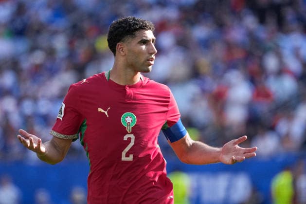 Achraf Hakimi of Morocco gestures during a FIFA Men’s World Cup 2026 quarter-final football match between France and Morocco at Boston Stadium, in Foxborough on July 09th 2026 (Photo by Alexandra Fechete SPP)  Copyright: xAlexandraxFechete SPPx Sportspressphoto_SPR188214