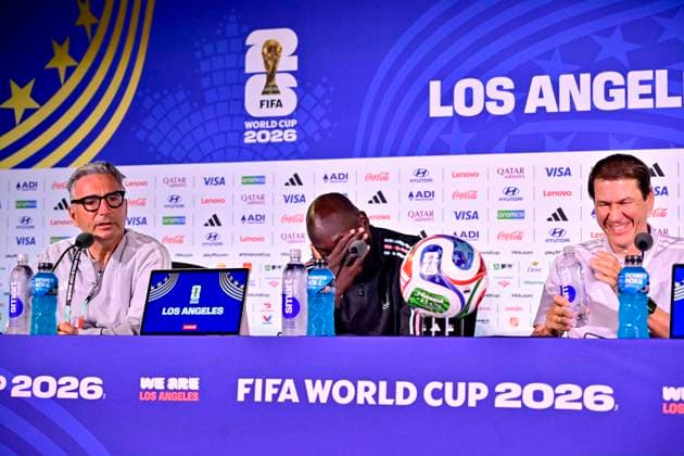 Belgian national football team - FIFA World Cup, WM, Weltmeisterschaft, Fussball 2026 - media activities 09 07 2026 LOS ANGELES, UNITED STATES OF AMERICA - JULY 09 : Garcia Rudi head coach of Belgium and Lukaku Romelu forward of Belgium pictured during a press conference, PK, Pressekonferenz of the Belgian national football team during the FIFA World Cup 2026 on July 9, 2026 in Los Angeles, United States of America, 09 07 2026 Los Angeles United States of America  Copyright: xJanxDexMeuleneirx