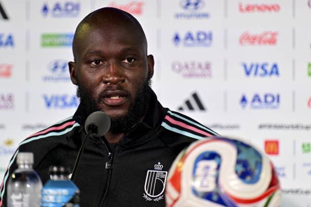 Belgium s Romelu Lukaku pictured during a press conference, PK, Pressekonferenz of Belgian national soccer team Red Devils, on Thursday 09 July 2026 at SoFi Stadium, Inglewood, Los Angeles County, California, USA. The Rode Duivels - Diables Rouges qualified for the knockout stage of the 2026 FIFA World Cup, WM, Weltmeisterschaft, Fussball where they ll meet Spain in the round of 8 on July 10th. DIRKxWAEM  x180815088x