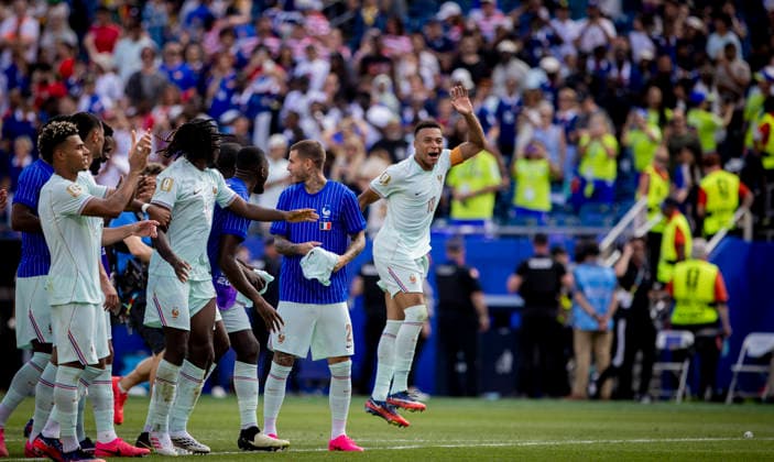 Boston, USA 09th Jul 2026. Final jubilation: Kylian Mbappe (FRA) France - Morocco World Cup Frankreich - Marokko 09.07.2026 *** Boston, USA, July 9, 2026: Jubilation in the final—Kylian Mbappé, FRA (France) vs. Morocco, World Cup, France vs. Morocco, July 9, 2026