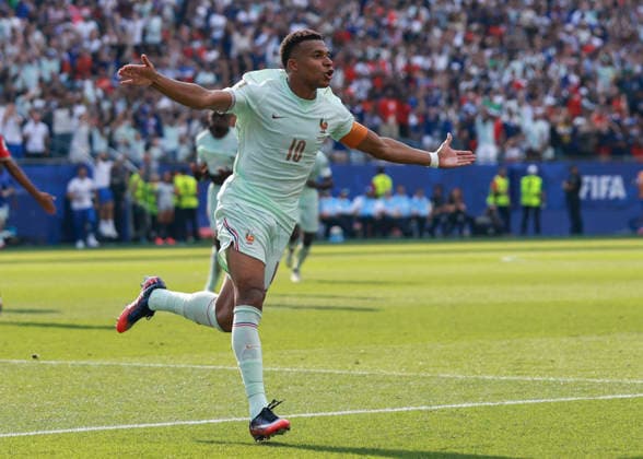 260710 -- BOSTON, July 10, 2026 -- Kylian Mbappe of France celebrates scoring during the quarter final match between France and Morocco at the 2026 FIFA World Cup, WM, Weltmeisterschaft, Fussball at Boston Stadium in Boston, the United States, July 9, 2026. SPU.S.-BOSTON-FOOTBALL-FIFA WORLD CUP-QUARTER FINAL-FRA VS MAR HuxXingyu  (SP)U.S.-BOSTON-FOOTBALL-FIFA WORLD CUP-QUARTER FINAL-FRA VS MAR IMAGO HuxXingyu  imago images 0861209332
