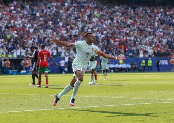 260710 -- BOSTON, July 10, 2026 -- Kylian Mbappe of France celebrates scoring during the quarter final match between France and Morocco at the 2026 FIFA World Cup, WM, Weltmeisterschaft, Fussball at Boston Stadium in Boston, the United States, July 9, 2026. SPU.S.-BOSTON-FOOTBALL-FIFA WORLD CUP-QUARTER FINAL-FRA VS MAR HuxXingyu  (SP)U.S.-BOSTON-FOOTBALL-FIFA WORLD CUP-QUARTER FINAL-FRA VS MAR IMAGO HuxXingyu  imago images 0861209340