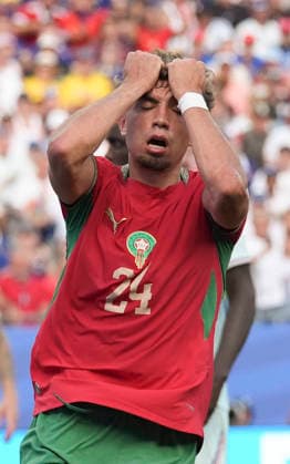 260710 -- BOSTON, July 10, 2026 -- Neil El Aynaoui of Morocco reacts after missing a chance to score during the quarter final match between France and Morocco at the 2026 FIFA World Cup, WM, Weltmeisterschaft, Fussball at Boston Stadium in Boston, the United States, July 9, 2026. SPU.S.-BOSTON-FOOTBALL-FIFA WORLD CUP-QUARTER FINAL-FRA VS MAR LuixSiuxWai  (SP)U.S.-BOSTON-FOOTBALL-FIFA WORLD CUP-QUARTER FINAL-FRA VS MAR IMAGO LuixSiuxWai  imago images 0861210682