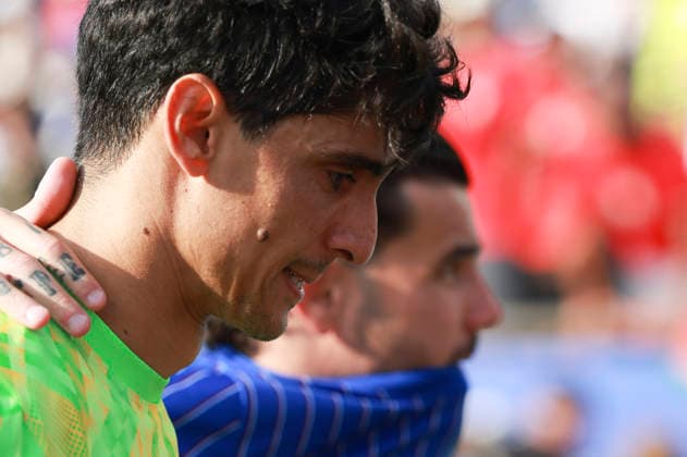 (260710) -- BOSTON, July 10, 2026 -- Yassine Bounou, goalkeeper of Morocco reacts after the quarter final match between France and Morocco at the 2026 FIFA World Cup, WM, Weltmeisterschaft, Fussball at Boston Stadium in Boston, the United States, July 9, 2026. ) (SP)U.S.-BOSTON-FOOTBALL-FIFA WORLD CUP-QUARTER FINAL-FRA VS MAR HuxXingyu 