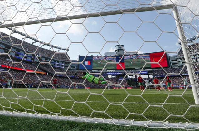 (260710) -- BOSTON, July 10, 2026 -- Kylian Mbappe (1st R) of France shoots to score during the quarter final match between France and Morocco at the 2026 FIFA World Cup, WM, Weltmeisterschaft, Fussball at Boston Stadium in Boston, the United States, July 9, 2026. ) (SP)U.S.-BOSTON-FOOTBALL-FIFA WORLD CUP-QUARTER FINAL-FRA VS MAR HuxXingyu 