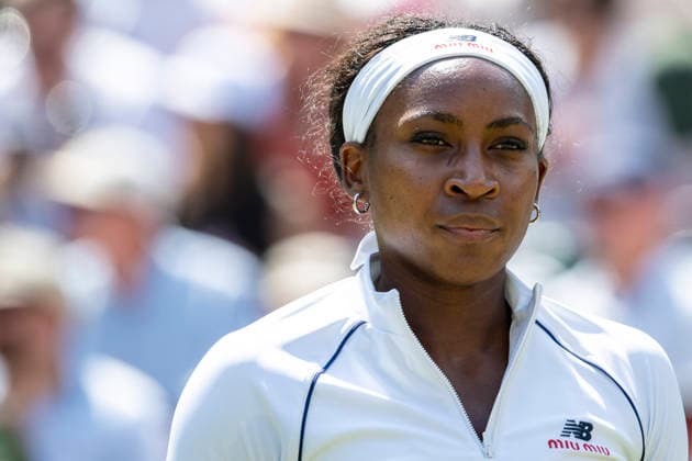 (260710) -- LONDON, July 10, 2026 -- Coco Gauff of the United States reacts prior to the women s semifinal match against Karolina Muchova of the Czech Republic at the Wimbledon Tennis Championships in London, Britain, on July 9, 2026. (Photo by Xinhua) (SP)BRITAIN-LONDON-TENNIS-WIMBLEDON-WOMEN S SINGLES StephenxChung 
