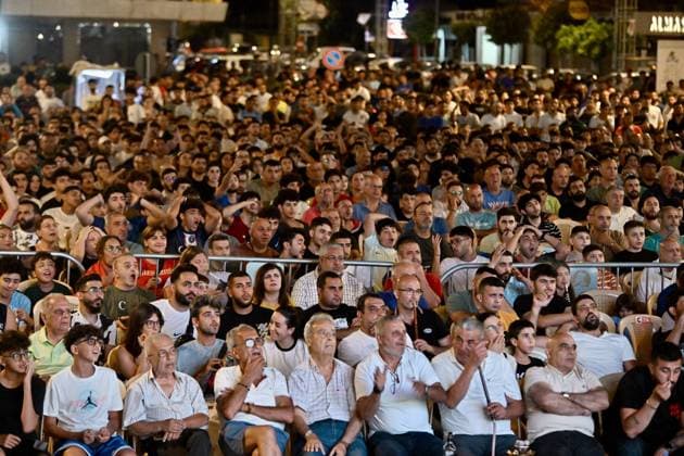 Thousands gather in Beirut to watch World Cup Quarter-Final Thousands gather in Beirut to watch World Cup Quarter-Final BEIRUT, LEBANON - JULY 9: Thousands of football fans gather to watch the World Cup quarter-final match between Morocco and France on a giant screen set up in in the Al-Jadeed el-Cedide district of Beirut, Lebanon on July 9, 2026. Houssam Shbaro Anadolu Beirut Lebanon. Editorial use only. Please get in touch for any other usage.  Copyright: x2026xAnadoluxHoussamxShbarox Beirut Lebanon. Editorial use only. Please get in touch for any other usage.  Copyright: xIMAGO AnadoluxAgencyxIMAGO HoussamxShbarox