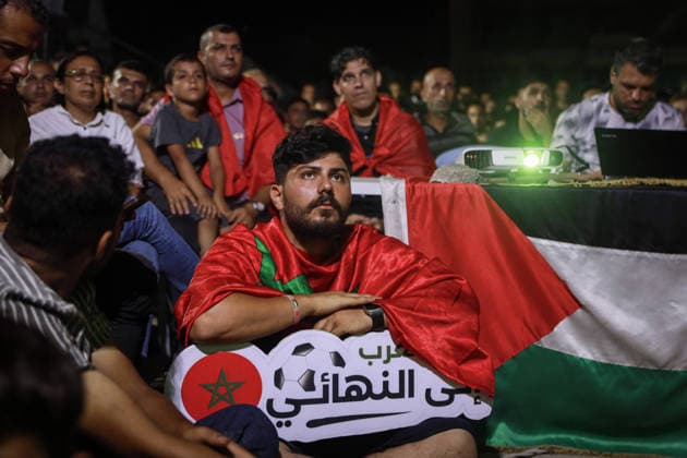 People gather in Gaza to watch FIFA 2026 World Cup quarter-final match People gather in Gaza to watch FIFA 2026 World Cup quarter-final match GAZA CITY, GAZA, PALESTINE - JULY 9: Football fans gather to watch the FIFA 2026 World Cup quarter-final match between France and Morocco on a screen set up in Gaza City, Gaza, Palestine on July 9, 2026. Abdalhkem Abu Riash Anadolu Gaza City Gaza. Editorial use only. Please get in touch for any other usage.  Copyright: x2026xAnadoluxAbdalhkemxAbuxRiashx Gaza City Gaza. Editorial use only. Please get in touch for any other usage.  Copyright: xIMAGO AnadoluxAgencyxIMAGO AbdalhkemxAbuxRiashx