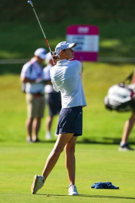 EVIAN-LES-BAINS, FRANCE - 09.07.2026: Agathe Laisne (FRA) of The Amundi Evian Championship at the Evian Resort Golf Club on July 09, 2026 in Evian-les-Bains, France.