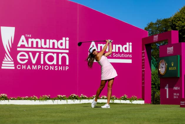 EVIAN-LES-BAINS, FRANCE - 09.07.2026: Kiara Romero (USA) of The Amundi Evian Championship at the Evian Resort Golf Club on July 09, 2026 in Evian-les-Bains, France.