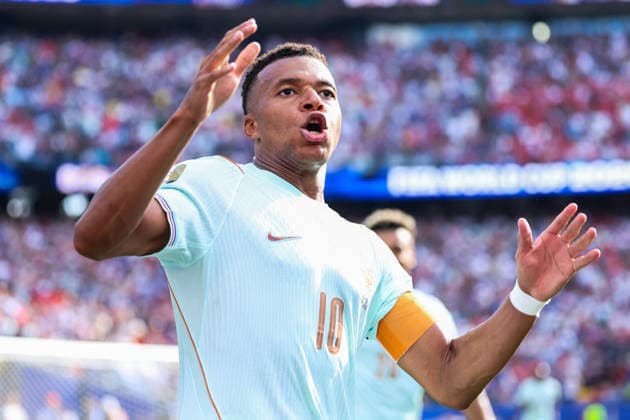 July 9, 2026, Foxborough, Ma, United States: Kylian Mbappe player of France celebrates his goal during the FIFA World Cup, WM, Weltmeisterschaft, Fussball quarterfinal match between France and Morocco, at Boston Stadium, in Foxborough, United States, on Thursday, July 09, 2026. Foxborough United States - ZUMAv122 20260709_aap_v122_007 Copyright: xWilliamxVolcovx