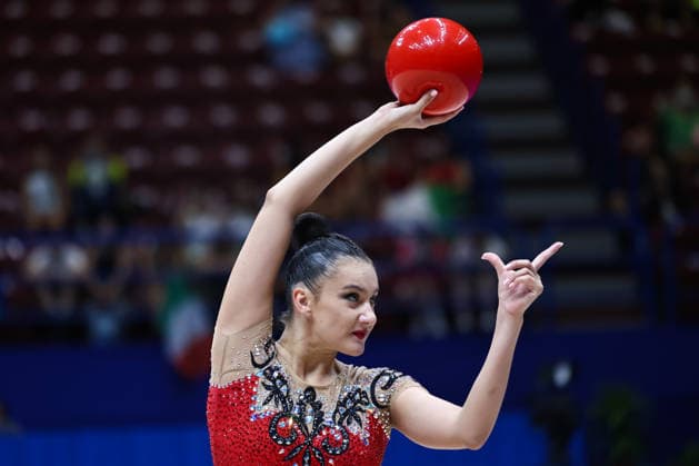 IPA86562125 - Viktoria STEINFELD (GER) during the Rhythmic gymnastics, Rhythmische Sportgymnastik, RSG World Cup Final at the Unipol Forum, Milan, Italy, on July 10, 2026, during the Rhythmic Gymnastics - FIG World Cup 2026, Gymnastics in Assago (MI), Italy, July 10, 2026  Copyright: xValerioxOrigo IPAxSportx xx 86562125