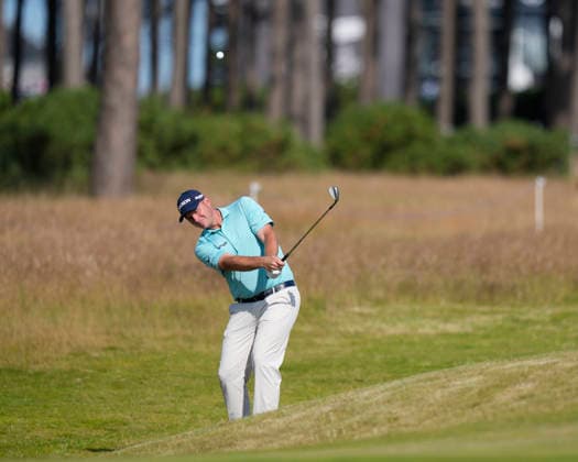NORTH BERWICK, SCOTLAND - JULY 10: Sepp Straka chips to the 11th green during Round 2 of the Genesis Scottish Open at the Renaissance Club, North Berwick on July 10, 2026 in North Berwick, Scotland Genesis Scottish Open Round 2