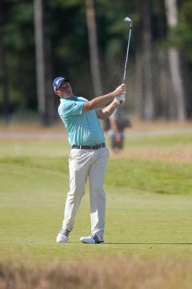 NORTH BERWICK, SCOTLAND - JULY 10: Sepp Straka plays from the thirteenth fairway during Round 2 of the Genesis Scottish Open at the Renaissance Club, North Berwick on July 10, 2026 in North Berwick, Scotland Genesis Scottish Open Round 2