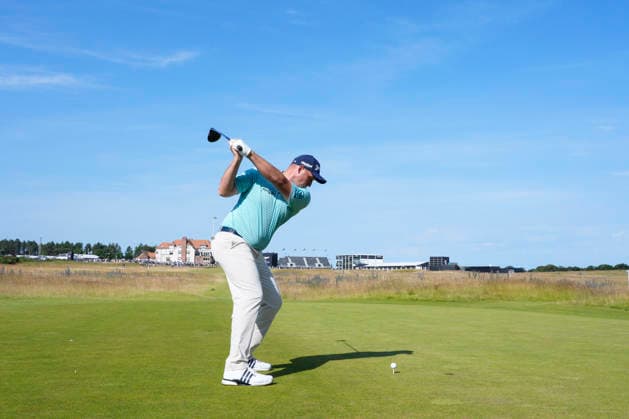 NORTH BERWICK, SCOTLAND - JULY 10: Sepp Straka plays from the fourteenth tee during Round 2 of the Genesis Scottish Open at the Renaissance Club, North Berwick on July 10, 2026 in North Berwick, Scotland Genesis Scottish Open Round 2