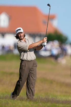 NORTH BERWICK, SCOTLAND - JULY 10: Tommy Fleetwood plays from the rough on the tenth hole during Round 2 of the Genesis Scottish Open at the Renaissance Club, North Berwick on July 10, 2026 in North Berwick, Scotland Genesis Scottish Open Round 2