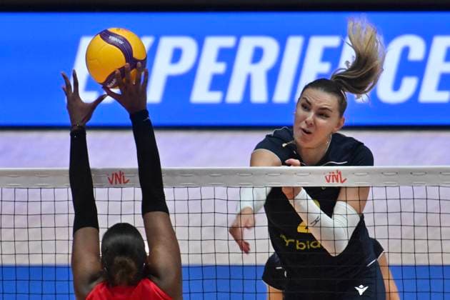 RECORD DATE NOT STATED HONG KONG-SPORTS Volleyball Nations League Hong Kong Diana Meliushkyna (No.2) from team Ukraine during the match between Dominican Republic and Ukraine at Volleyball Nations League Hong Kong 2026 in Hong Kong, July 10, 2026.NEXPHER Kobe Li Hong Kong